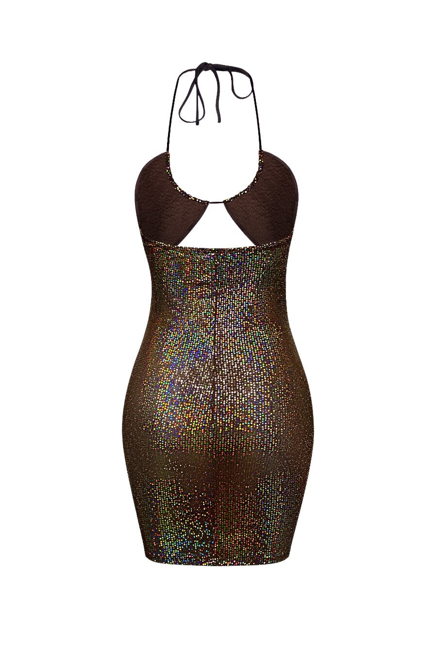 "ARM CANDY" Bronze Iridescent Sequins Two-Piece Short Dress