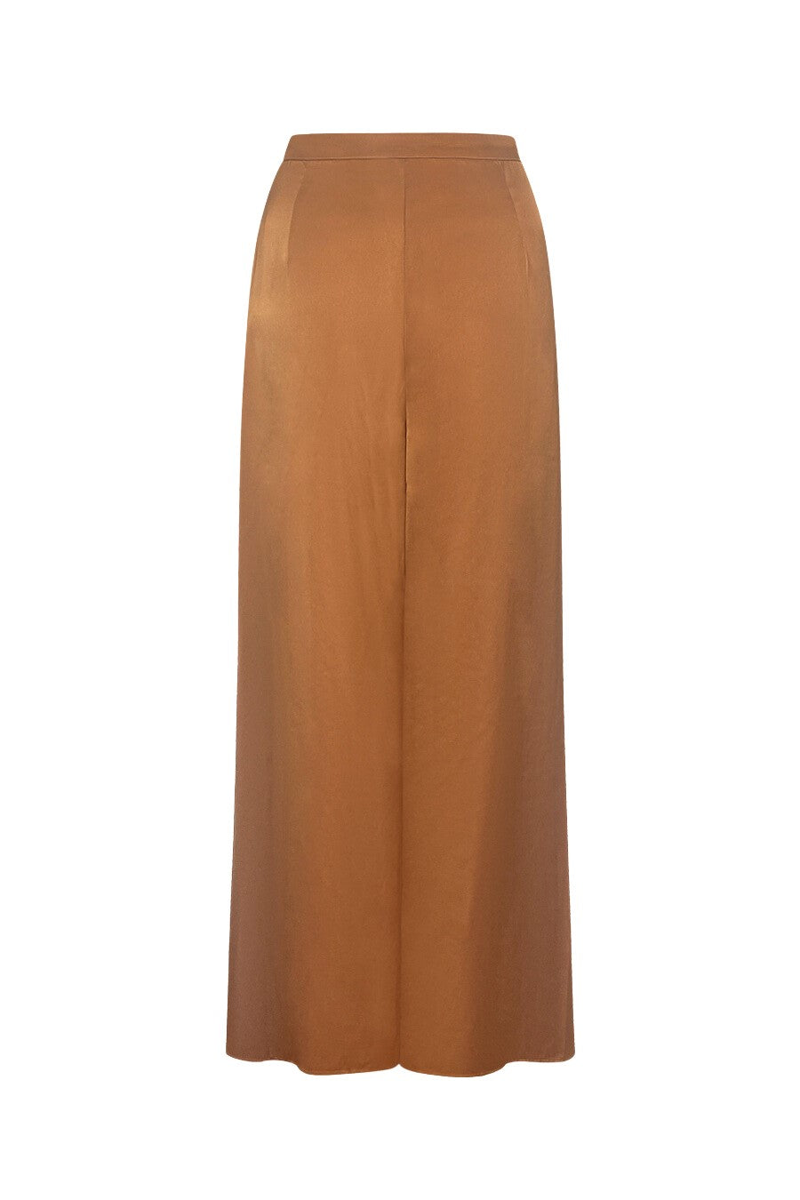 "BOSS MOVES" Caramel Satin High-Waisted Wide-Leg Trouser Pants