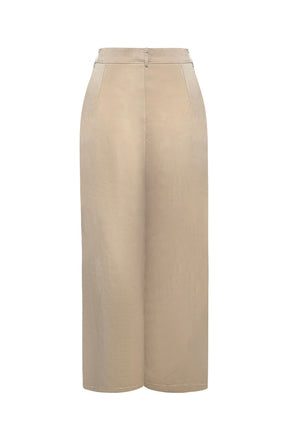 "CALL THE SHOTS" Beige High-Waisted Wide-Leg Trouser Pants