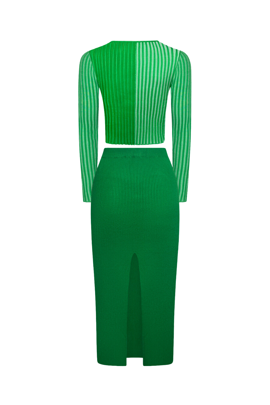 "DOUBLE TAKE" Emerald Green Back-Slit Maxi Skirt