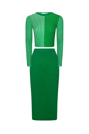 "DOUBLE TAKE" Emerald Green Back-Slit Maxi Skirt