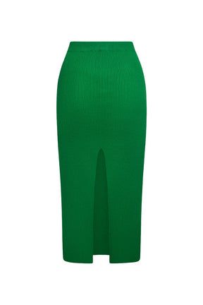 "DOUBLE TAKE" Emerald Green Back-Slit Maxi Skirt