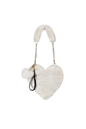 "HEART ME" Black Vegan Mink Fur & Gold Chain Bag