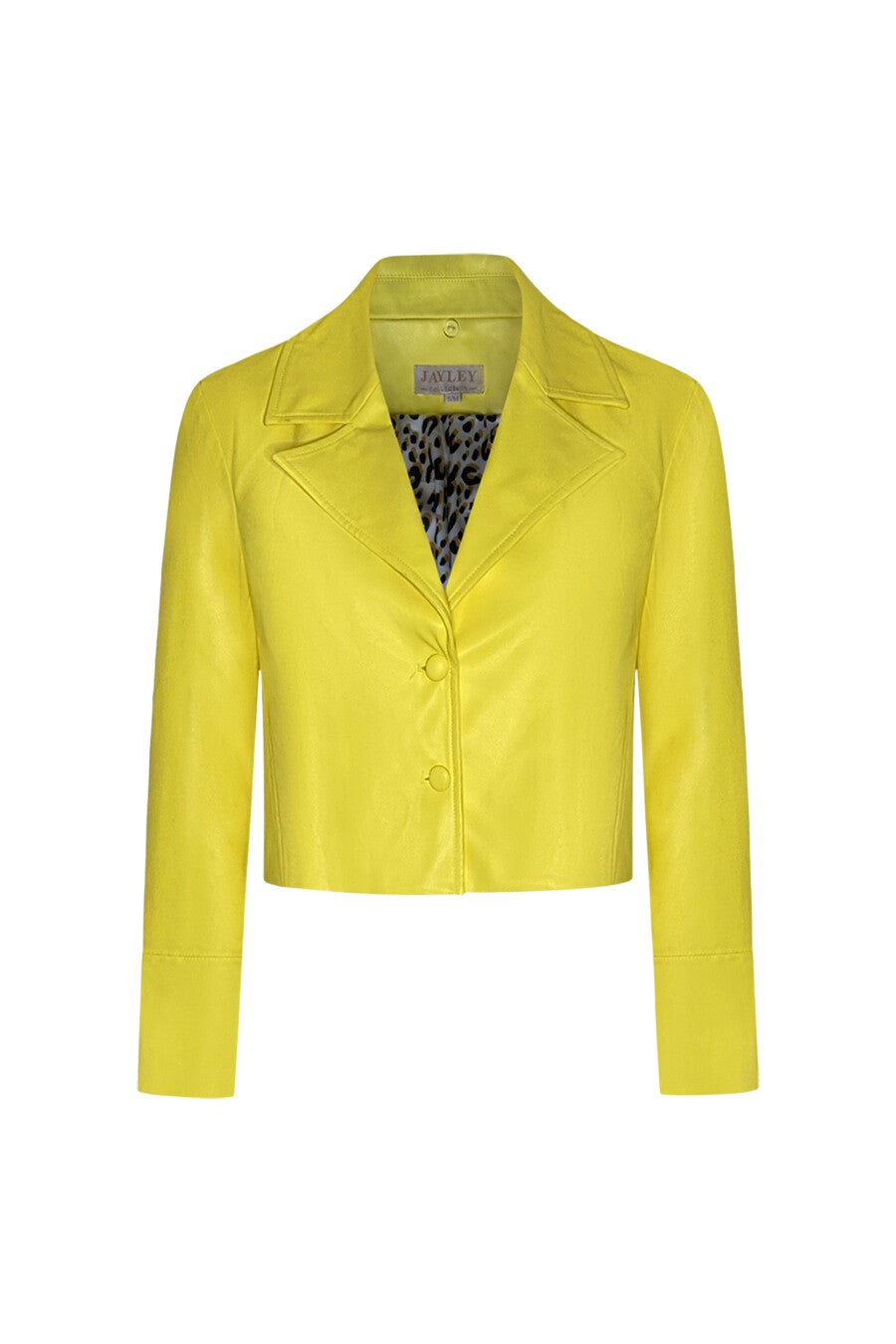 "SET THE VIBE" Lime Yellow Vegan Leather & Mongolian Fur Jacket
