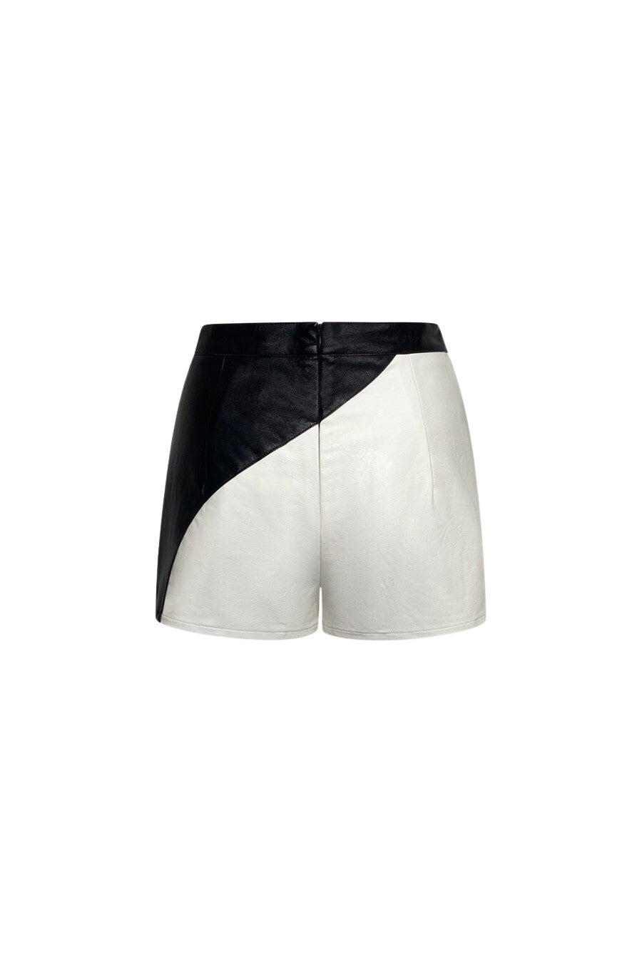"YIN YANG" Black & White Vegan Leather High-Waisted Shorts